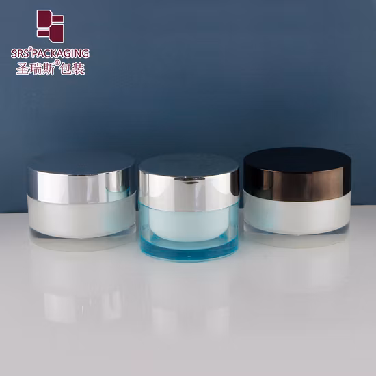 Barattolo di bambù doppio rotondo acrilico di lusso quadrato vuoto Imballaggio cosmetico per il viso in plastica vuoto Campione Crema per il viso Barattolo per trucco per unghie 5 ml 10 ml 15 ml 30 ml 50 ml 100 ml 200 ml