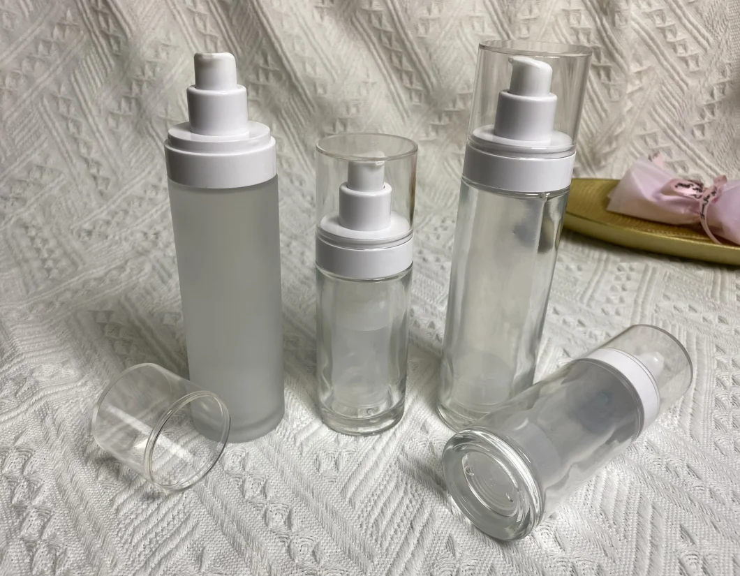 Glass Airless Pump Cosmetics Bottle 30ml with Inner PP Bottle for Lotion Serum PCR Replaceable Assembly