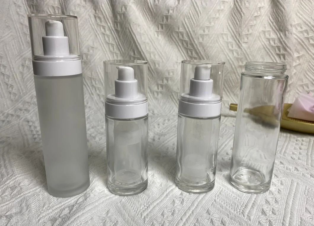 Glass Airless Pump Cosmetics Bottle 30ml with Inner PP Bottle for Lotion Serum PCR Replaceable Assembly