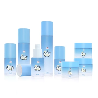 Confezione di lusso 30 50 80G 40 100 120ml Contenitore vuoto per la cura della pelle Pompa per lozione Vaso per crema Bottiglia cosmetica spray in vetro personalizzata